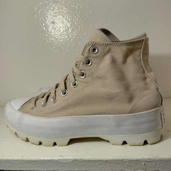 Converse Womens Lugged High Top Shoes Beige Size 9 - Picture 2 of 8